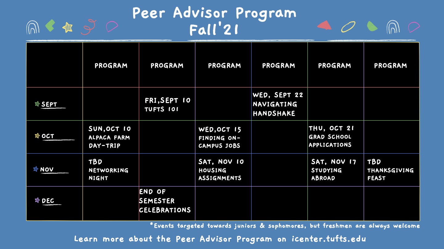 Peer Advisor Fall 21 Calendar